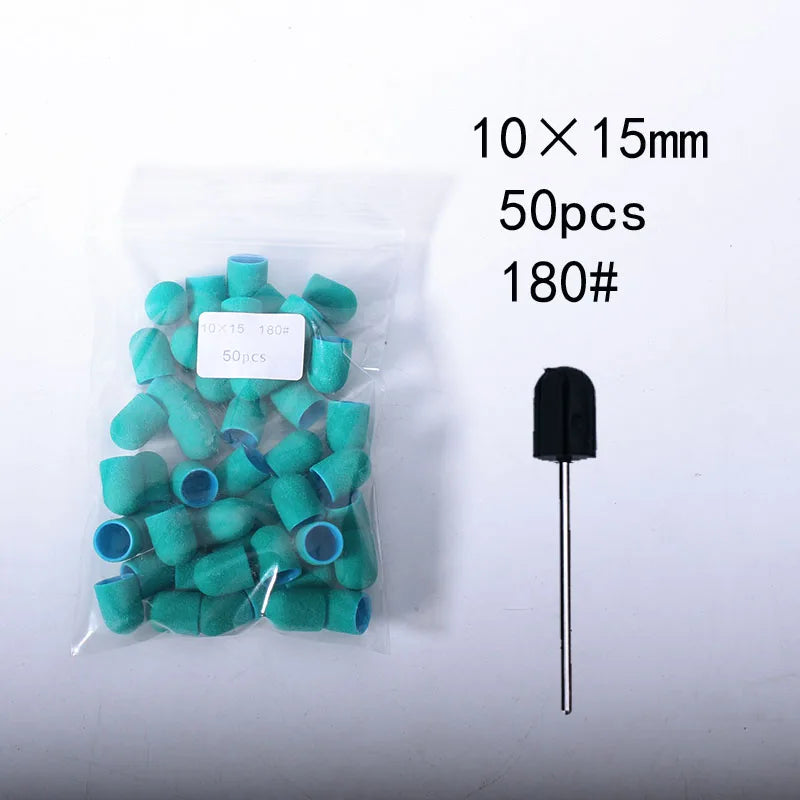 50er Set Schleifkappen für Nagelpflege mit Gummi-Träger – Pediküre & Hornhautentfernung