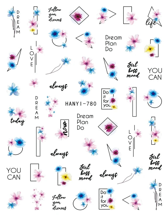 3d Nail Art Stickers Purple Lavenders Bunch Flowers Girls Rabbits Butterflys Decals For Nails Tips Decorations Manicures