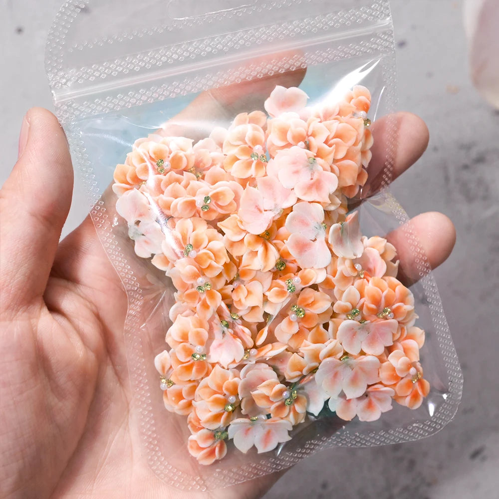 3D Acryl-Blumen Weiß – Nail Art Deko Set (10/12 Stück) mit Strass