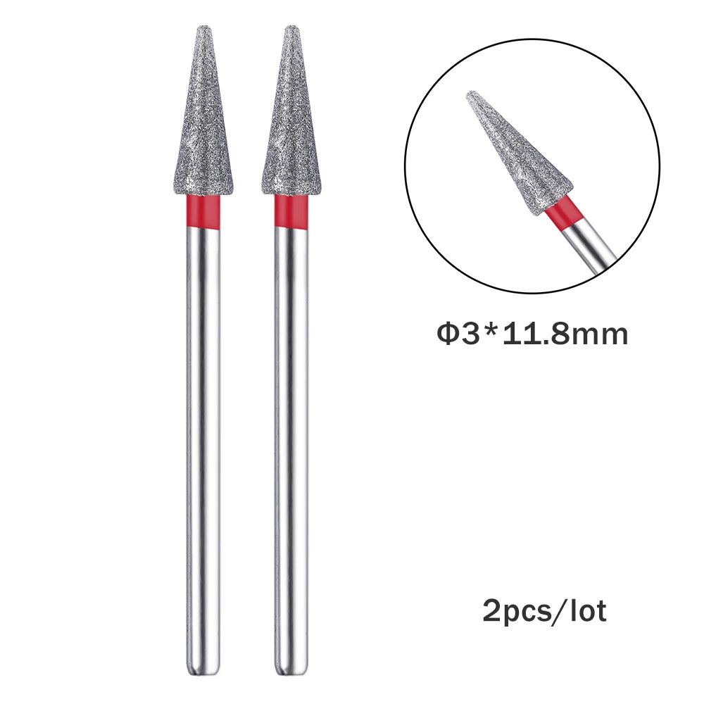 2er-Set Diamant-Fräserbits – Flammenform für Nagelhaut & Gellack (3/32", Profi-Qualität)
