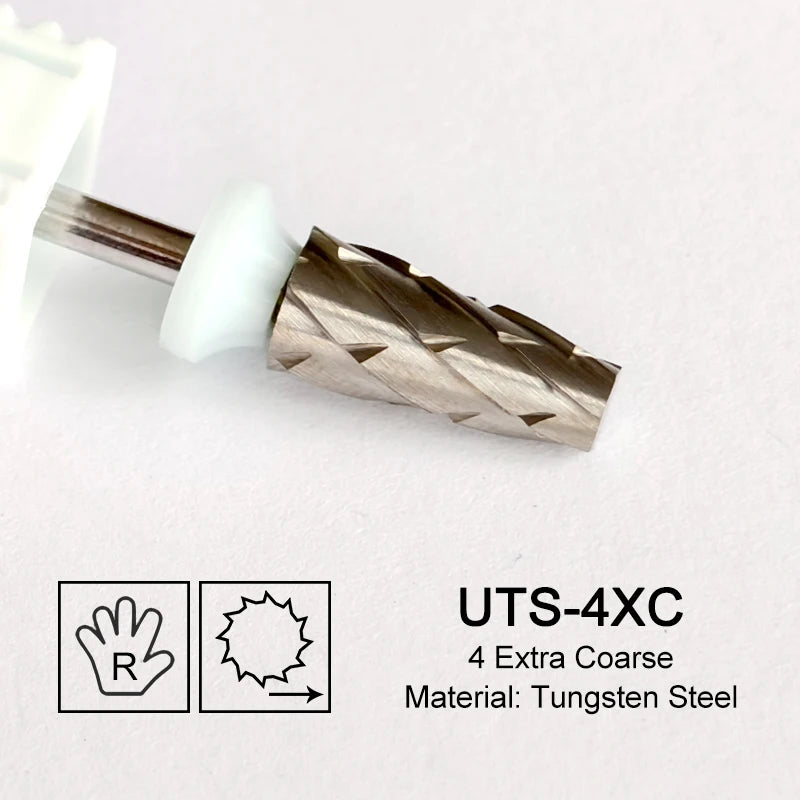 Tapered Barrel Fräserbit – Hartmetall (Tungsten), für Gelentfernung & Polieren (4XC, Gold)