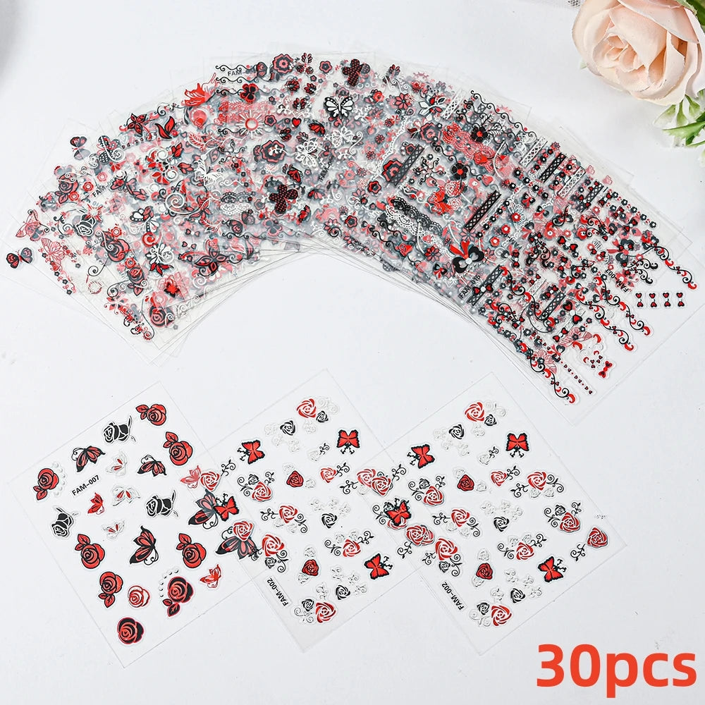 Kinder Nagelsticker „Häschen & Glitzer“ – 30 Stk Cartoon Nail Art mit Pailletten
