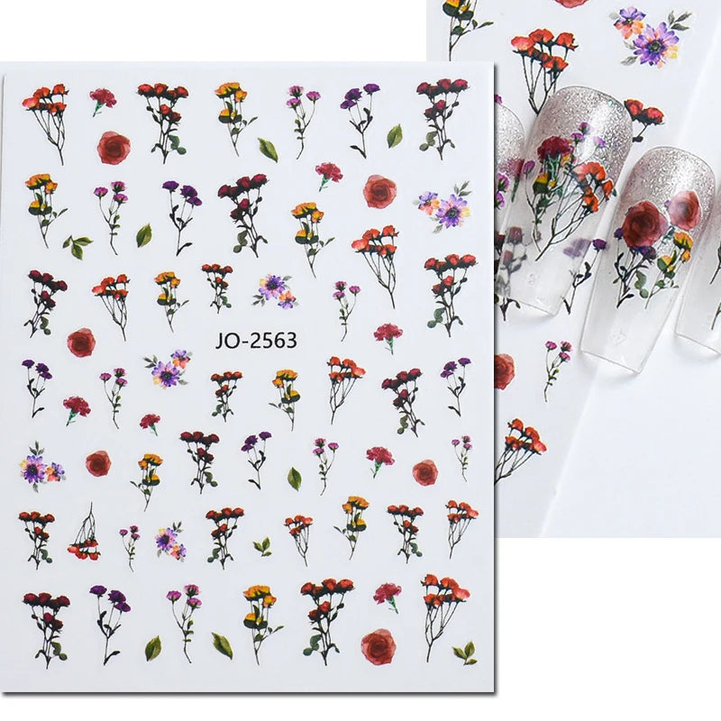 3d Nail Art Stickers Purple Lavenders Bunch Flowers Girls Rabbits Butterflys Decals For Nails Tips Decorations Manicures