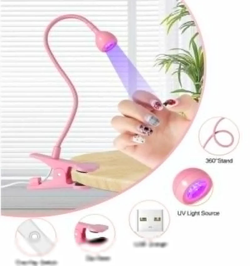 Flexible LED Nagellampe 3W mit Clip – USB UV-Licht zum schnellen Trocknen von Gel