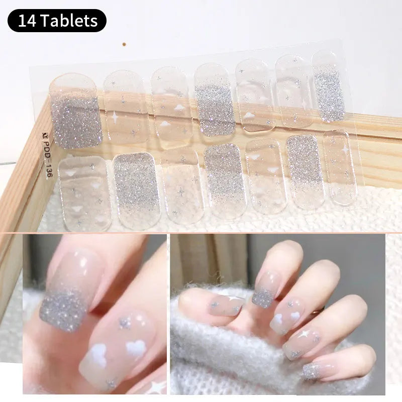 Fullcover Nail Sticker – Modische selbstklebende Nagelfolien mit Glitzer