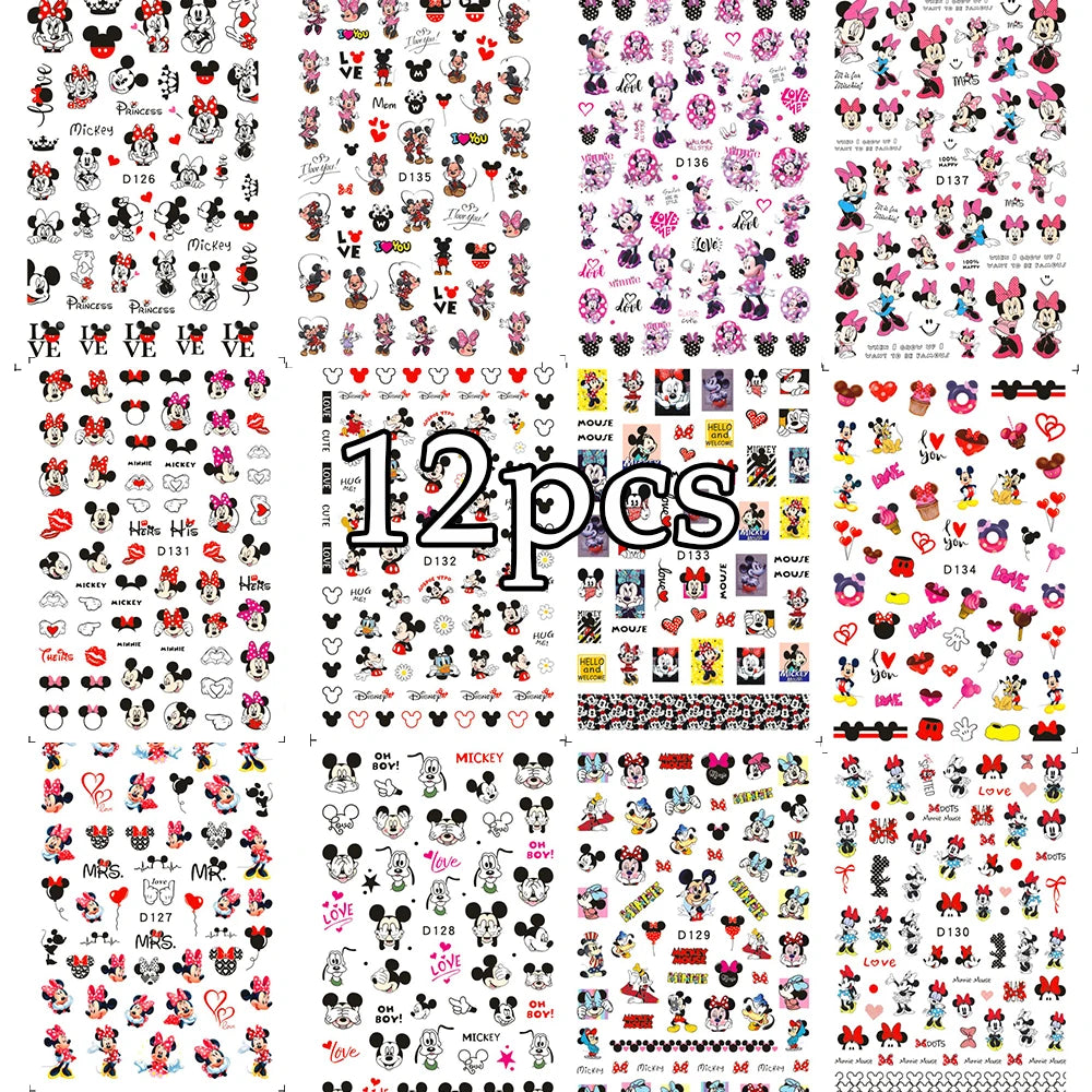 Nagelsticker „Stitch & Angel“ – 12 Bögen Cartoon-Kollektion für Kinder & Nail Art