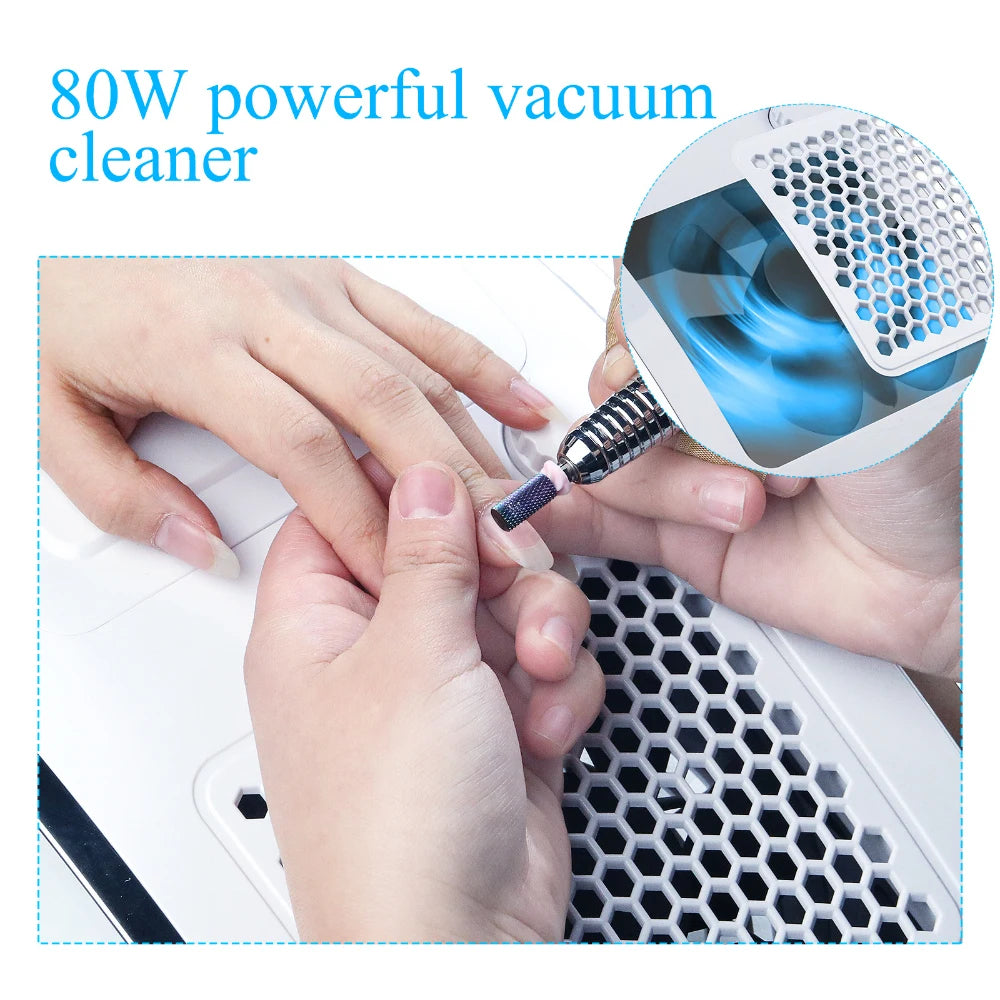 Nail Duster for Acrylic Hand  Vacuum Machine, Adjustable Motorized Nail Filter with 2 Strong Nail Fans
