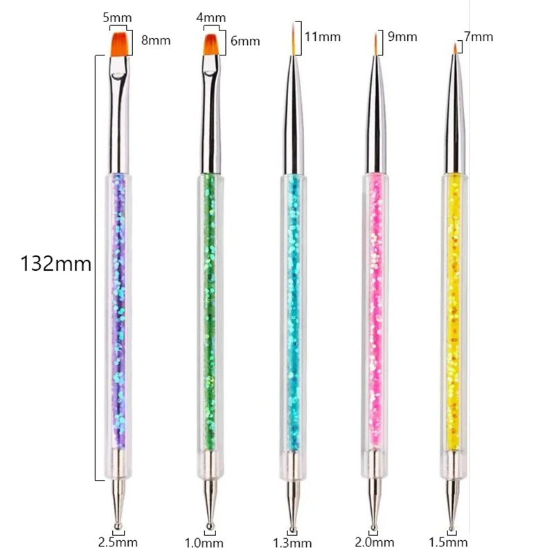 Nail Art Pinselset – 5/20 Stk für Malerei, Dotting, Liner & Acryl-Gel