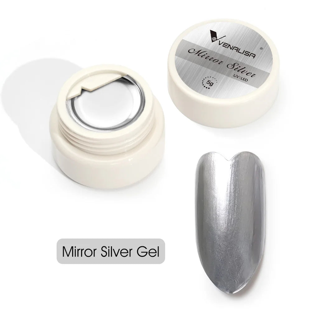 Venalisa 5ml Metallic Mirror Gel – Silber & Gold – UV-Gel für Spiegeleffekt & Modellage
