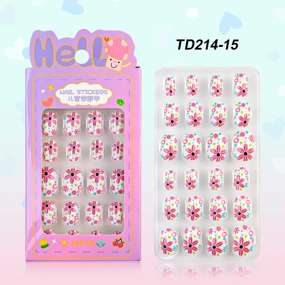 Sanrio Kinder Press-On Nägel – 12 Stück, Hello Kitty, Kuromi, Cartoon Design