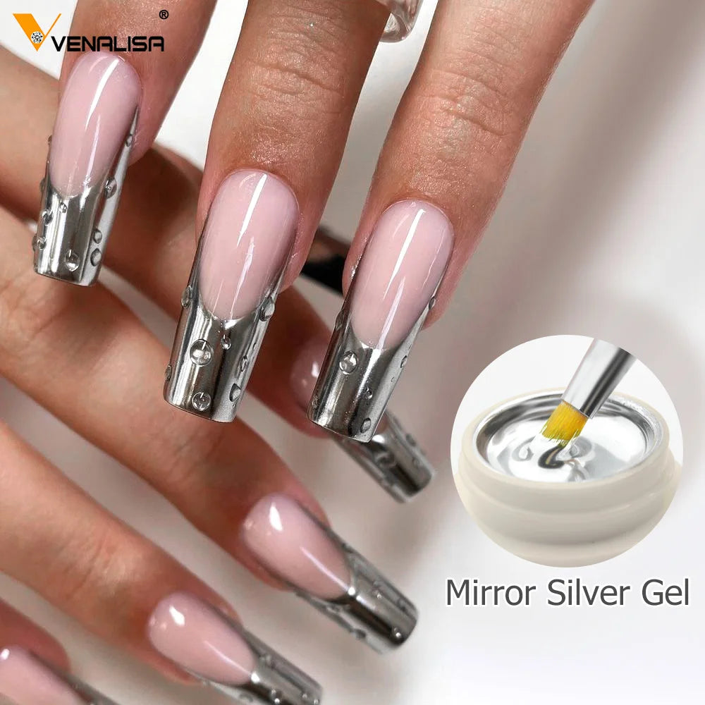 Venalisa 5ml Metallic Mirror Gel – Silber & Gold – UV-Gel für Spiegeleffekt & Modellage