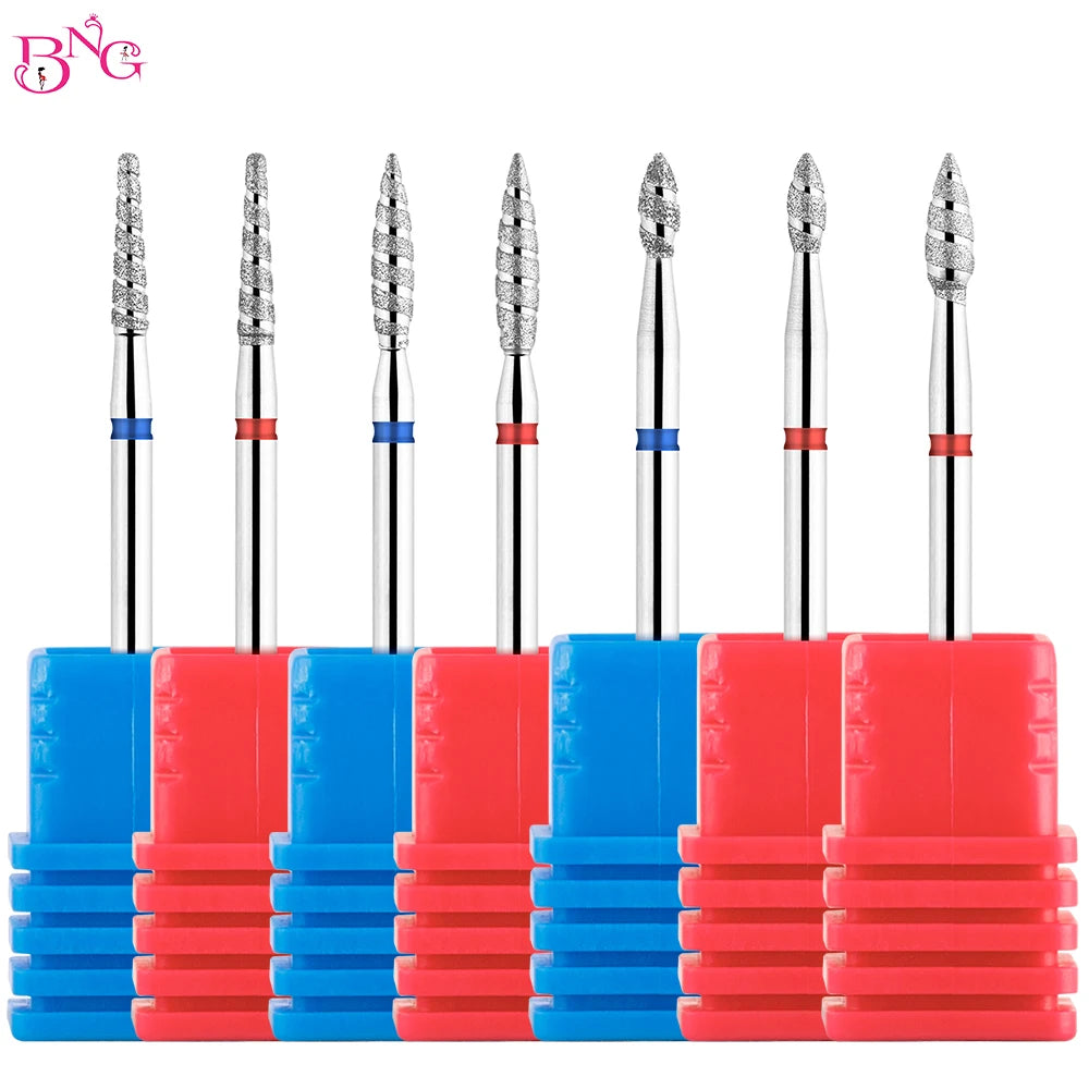 2er-Set Diamant-Fräserbits – Flammenform für Nagelhaut & Gellack (3/32", Profi-Qualität)