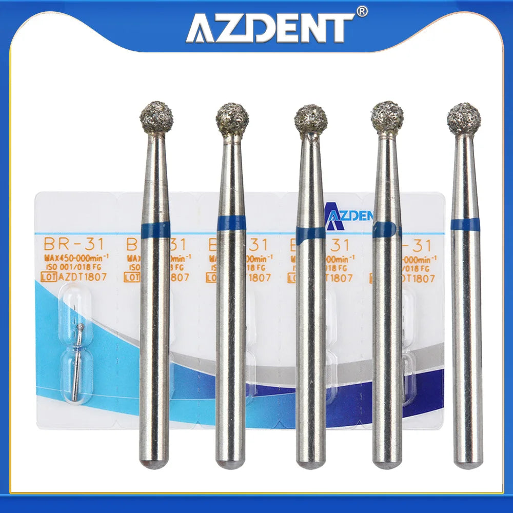 AZDENT Dental Diamantbohrer – 5 Stück, FG 1.6 mm, Medium für Turbine/High-Speed-Handstück