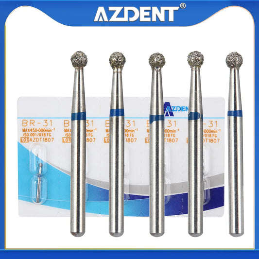 AZDENT Dental Diamantbohrer – 5 Stück, FG 1.6 mm, Medium für Turbine/High-Speed-Handstück 2