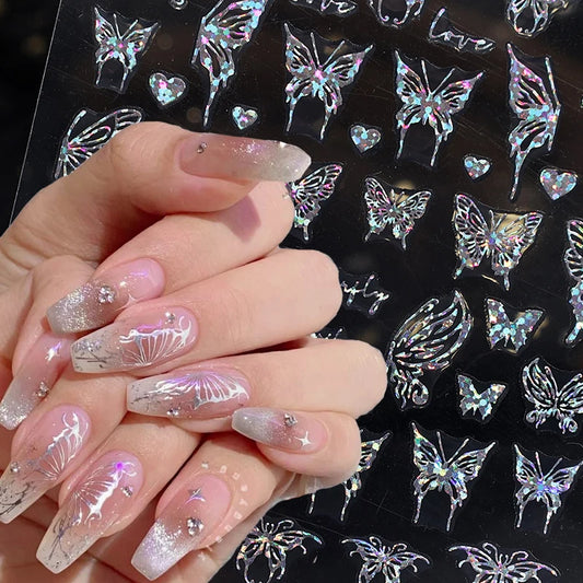 Holographische Nail Sticker – 3D Laser Butterfly, Snake, Dragon & Stars