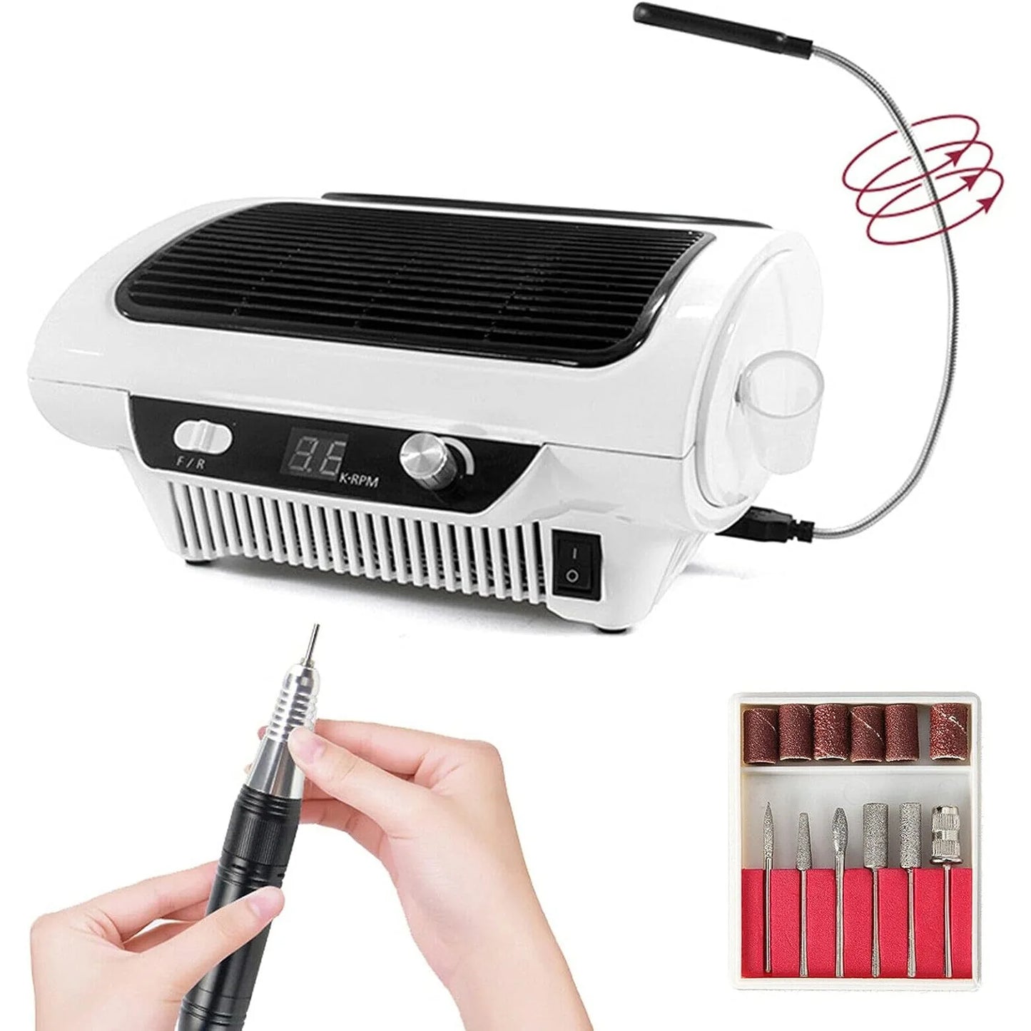 Elektrisches Maniküre-Set mit Nagelfräser & Staubabsaugung – 220 V Profi-Staubsauger & Fräser für Nagelstudio