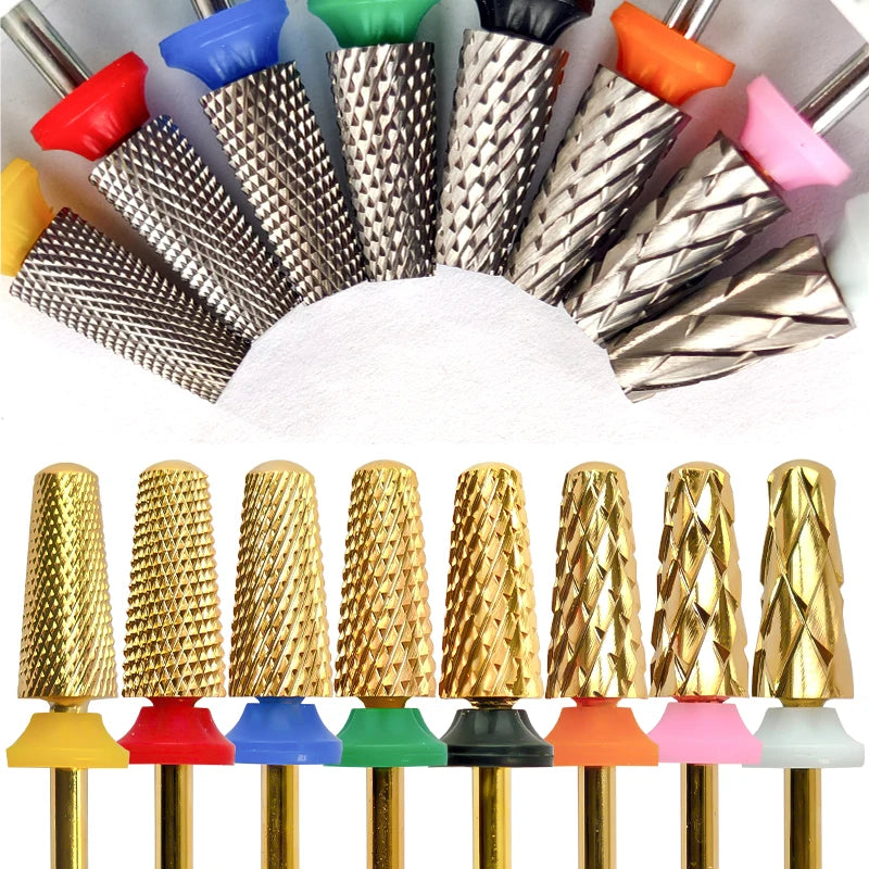 Tapered Barrel Fräserbit – Hartmetall (Tungsten), für Gelentfernung & Polieren (4XC, Gold)