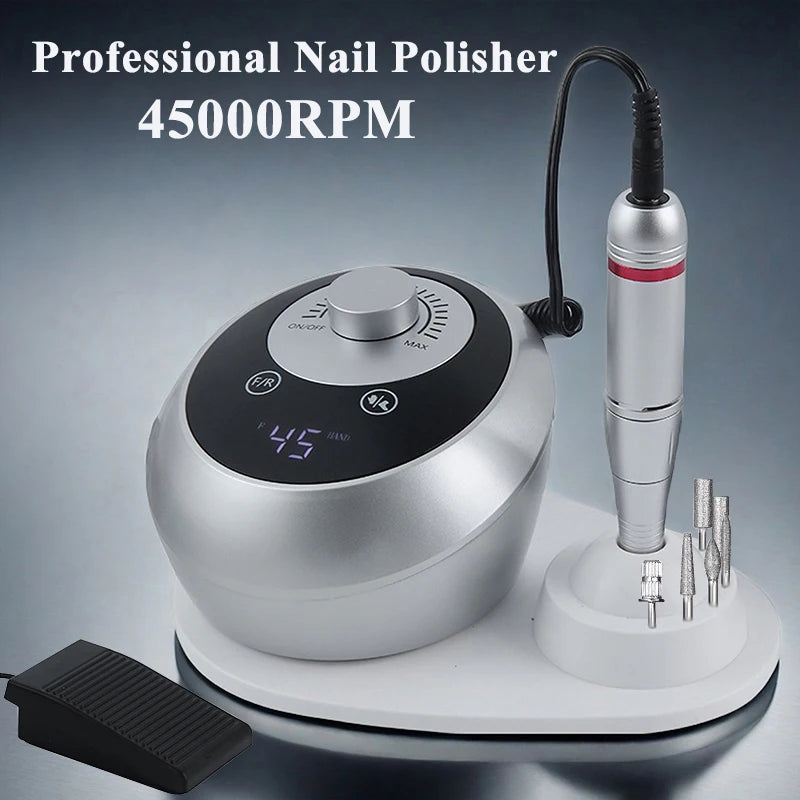 Profi Nagelfräser 45000 RPM – Elektrische Maniküre & Pediküre Maschine mit Display & Zubehör | Leise & Leistungsstark