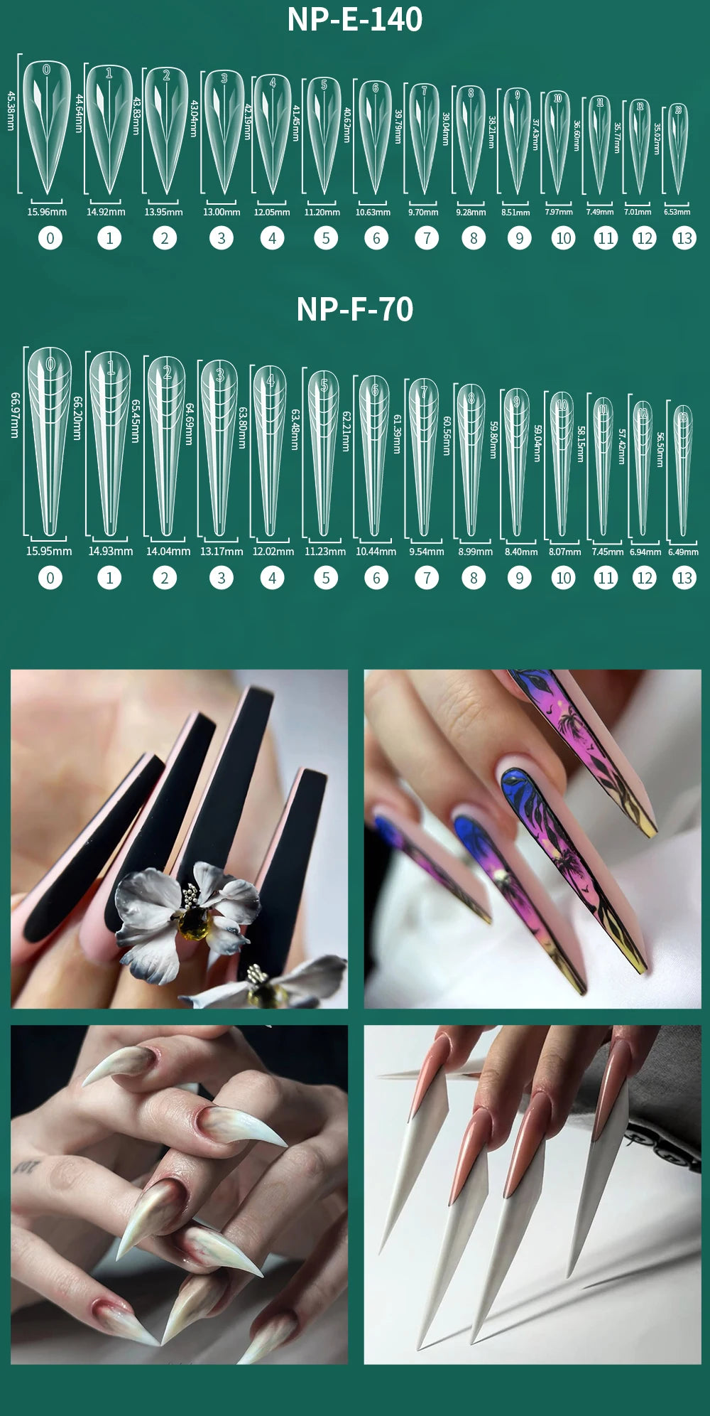 Dual Form Tips – 120 Stück | Wiederverwendbare Press-On Schablonen für Acryl/Polygel mit Nummerierung (14 Größen)