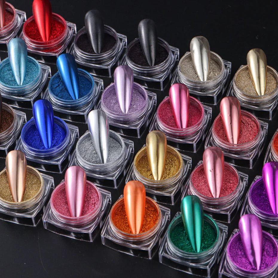 36er-Set Chrome-Pigmente – Superhelle Metallic Mirror Powder für Nailart