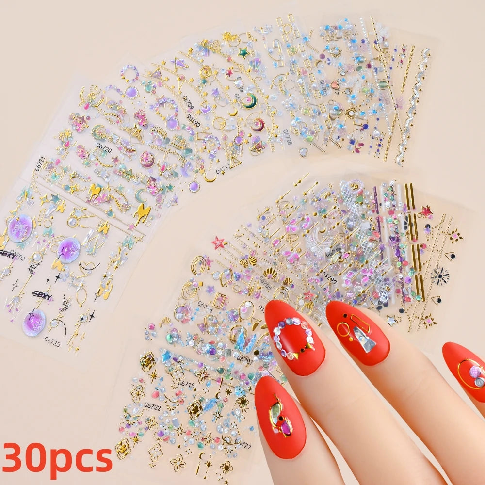 Kinder Nagelsticker „Häschen & Glitzer“ – 30 Stk Cartoon Nail Art mit Pailletten