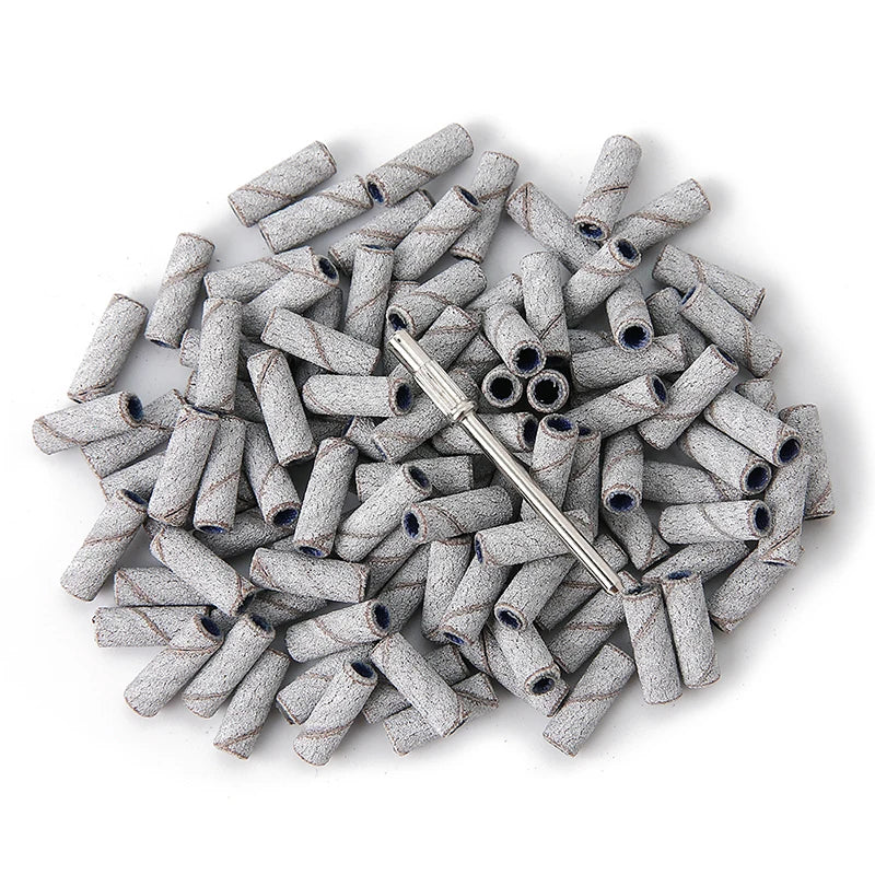 100 Stück Mini Schleifhülsen 3mm mit Mandrel Set – Für Nagelhaut, Hornhaut & Maniküre