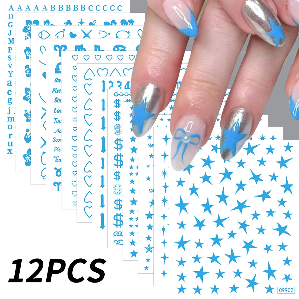 Nagelsticker „Stitch & Angel“ – 12 Bögen Cartoon-Kollektion für Kinder & Nail Art