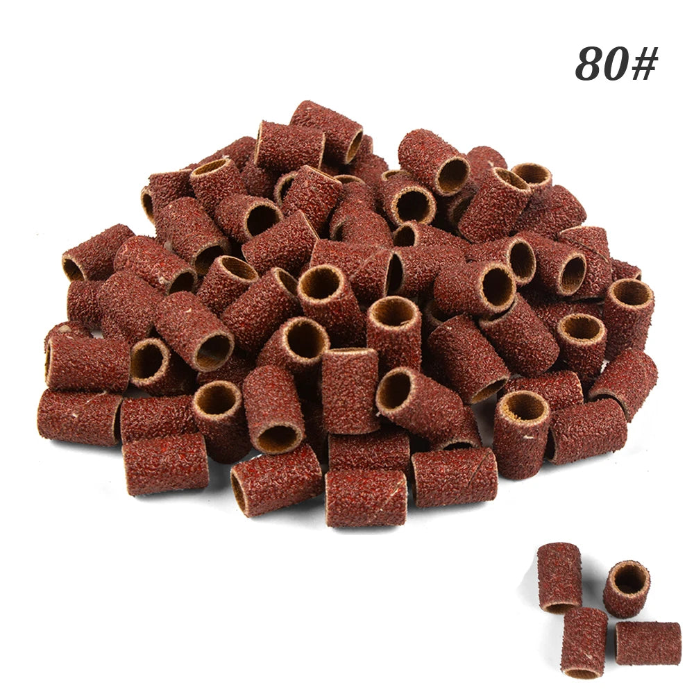 500 Stück Schleifhülsen Set – 80/120/180/240 Grit für Maniküre, Nagelfräser & Gelentfernung