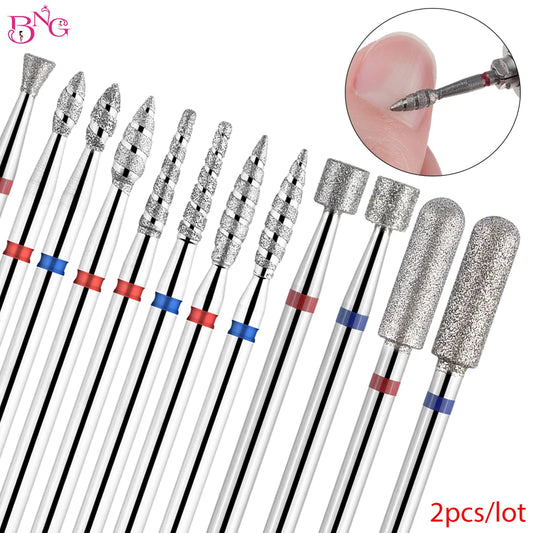2er-Set Diamant-Fräserbits – Flammenform für Nagelhaut & Gellack (3/32", Profi-Qualität)