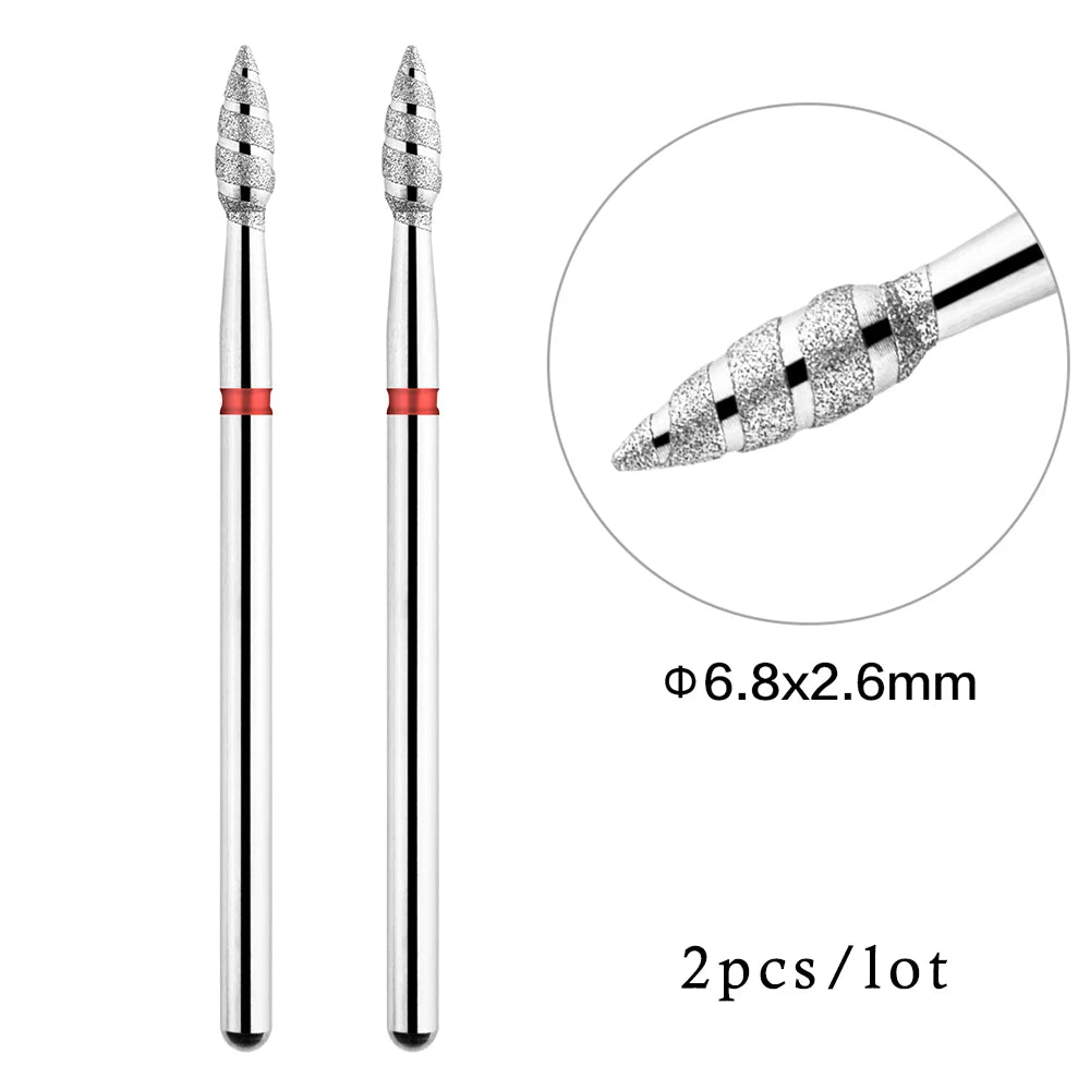 2er-Set Diamant-Fräserbits – Flammenform für Nagelhaut & Gellack (3/32", Profi-Qualität)