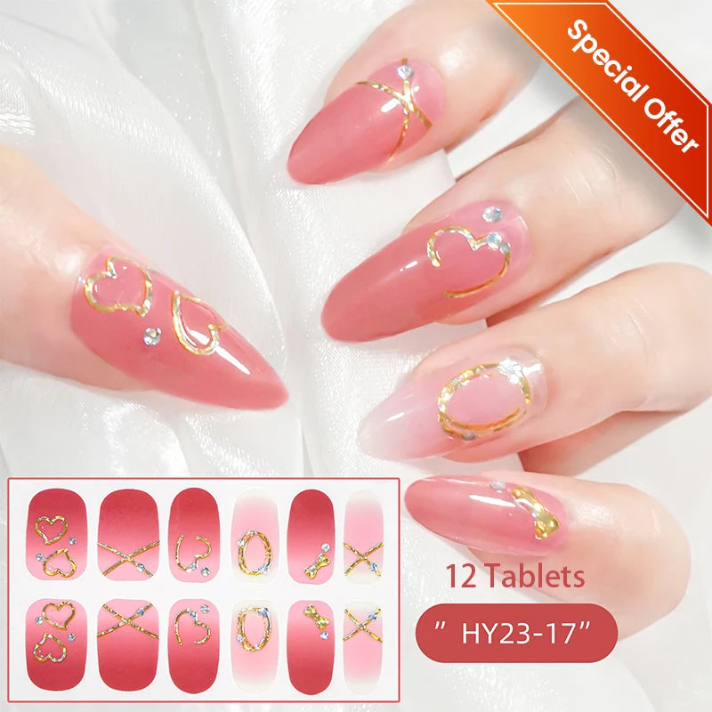 14-teilige Nagelfolien „Pastell Rainbow“ – Selbstklebende Full Cover Nail Wraps