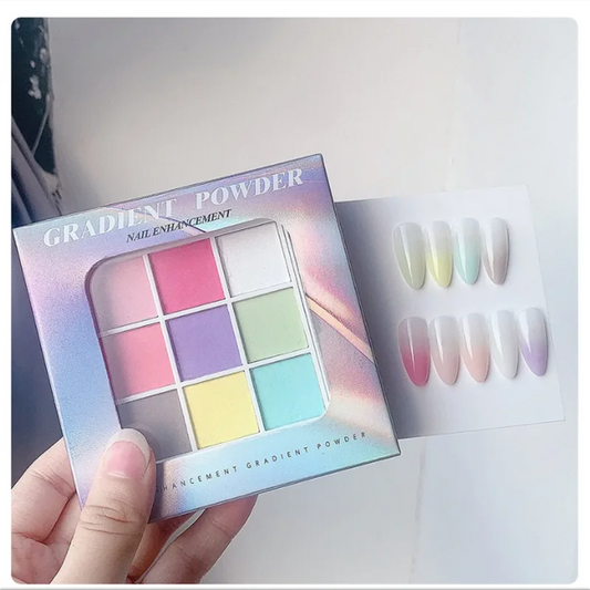 9 Farben Feste Nail Art Patting Powder – Glitzer, Schimmer & Matte Effekt