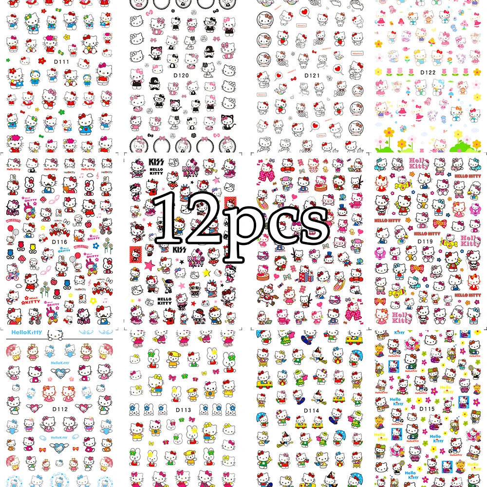 Nagelsticker „Stitch & Angel“ – 12 Bögen Cartoon-Kollektion für Kinder & Nail Art