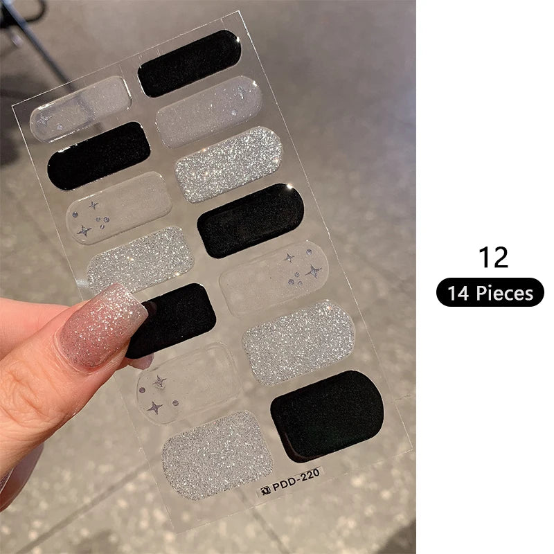 14-teilige Nagelfolien „Pastell Rainbow“ – Selbstklebende Full Cover Nail Wraps