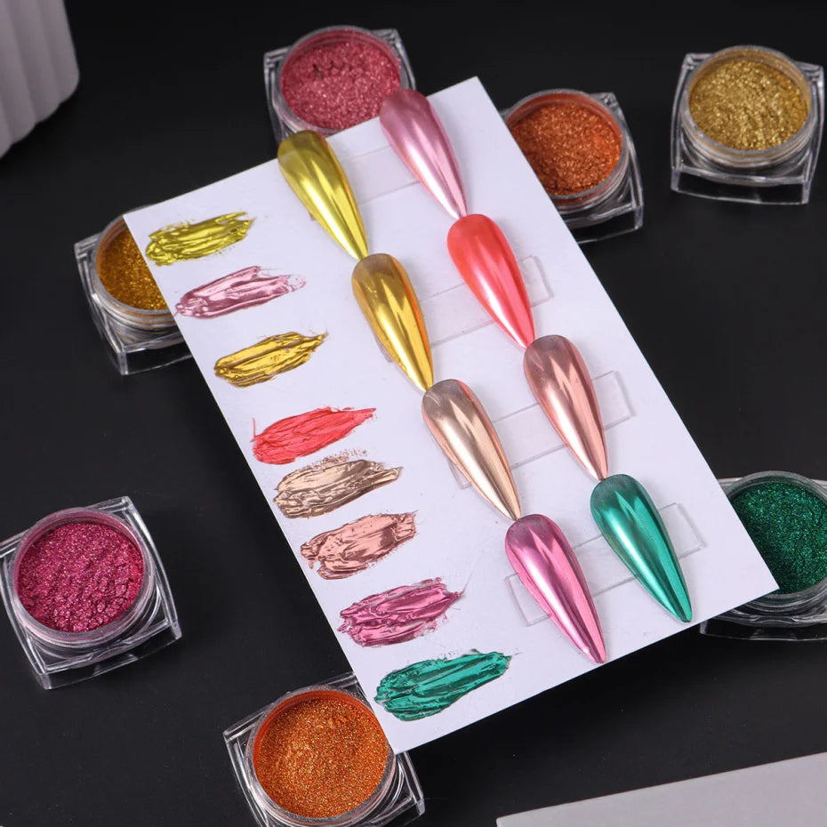 36er-Set Chrome-Pigmente – Superhelle Metallic Mirror Powder für Nailart