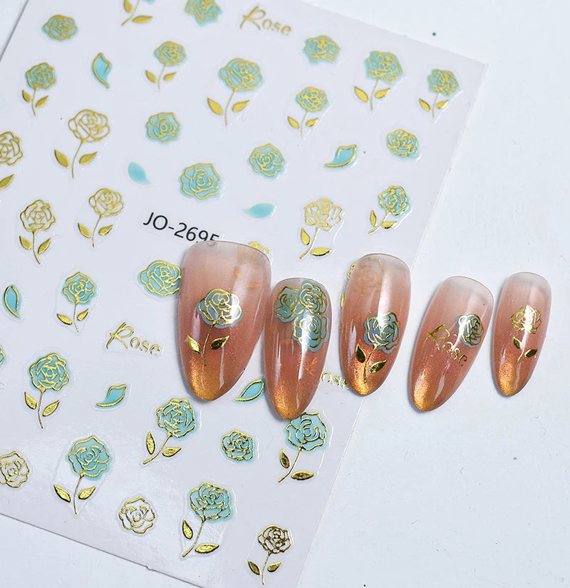3d Nail Art Stickers Purple Lavenders Bunch Flowers Girls Rabbits Butterflys Decals For Nails Tips Decorations Manicures
