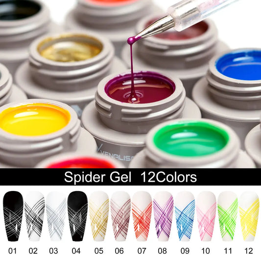 Venalisa Spider Gel – 8ml UV/LED Gel für Nail Art, 12 Farben