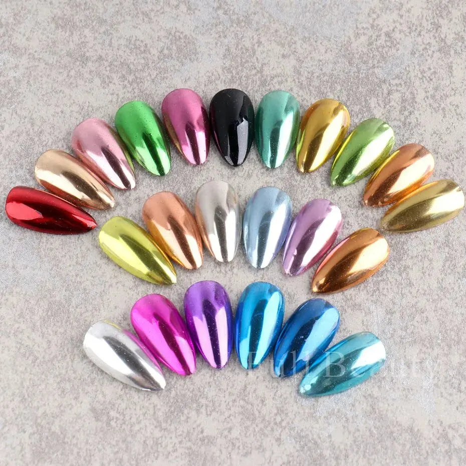 23 Farben Chrom-Pigment Set – Metallic Mirror Powder für Nailart & Deko