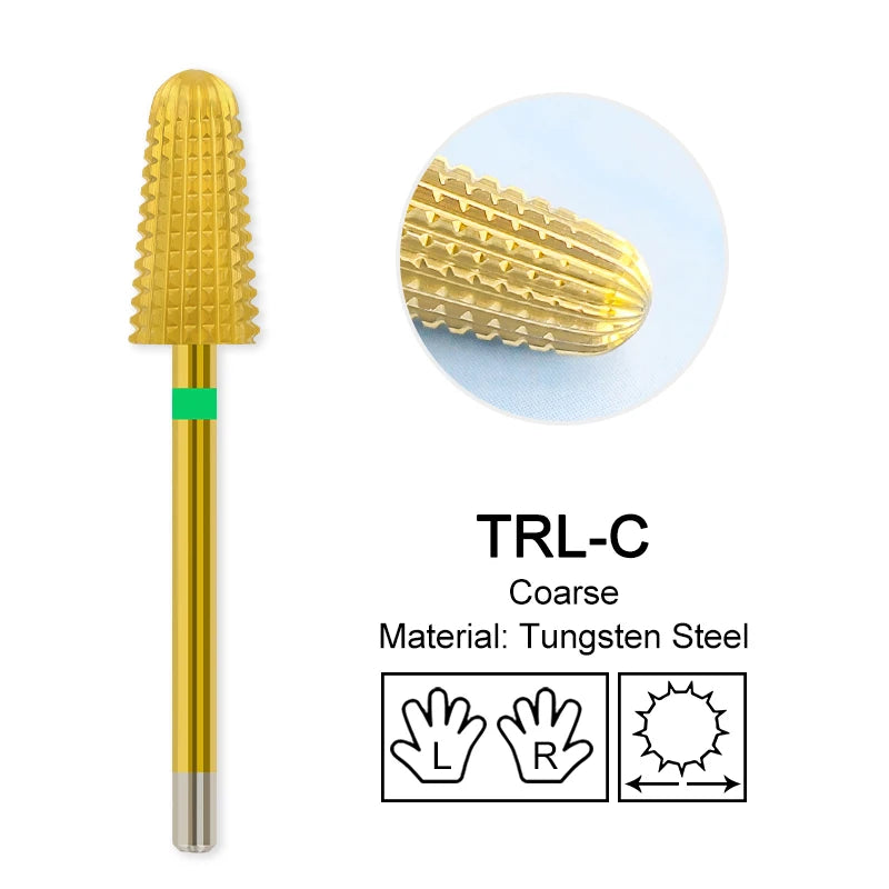 Tapered Barrel Fräserbit – Hartmetall (Tungsten), für Gelentfernung & Polieren (4XC, Gold)
