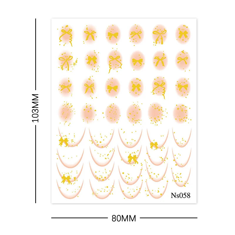 3D Schleifen Nagelsticker – Elegante Gold- & Farbbögen für French & Sommerdesigns