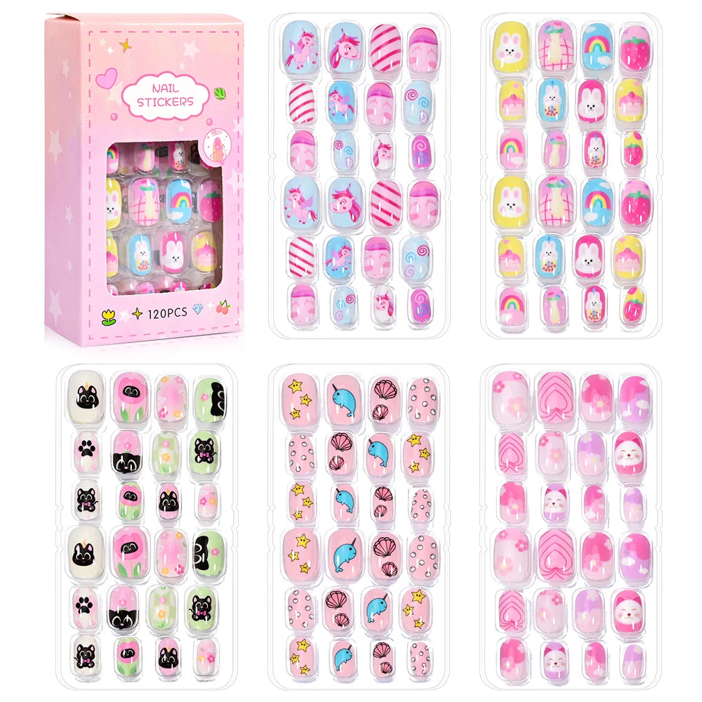Sanrio Kinder Press-On Nägel – 12 Stück, Hello Kitty, Kuromi, Cartoon Design
