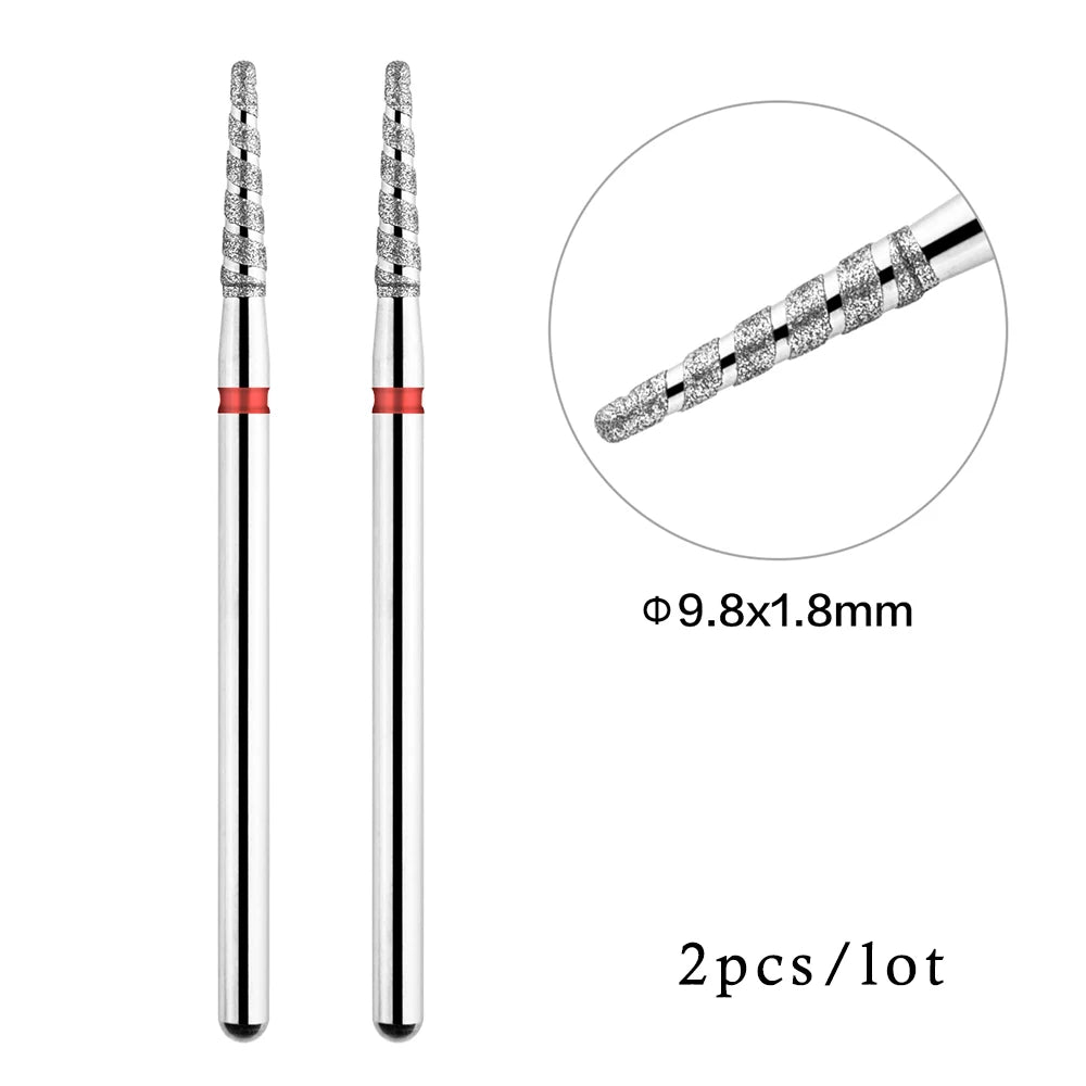 2er-Set Diamant-Fräserbits – Flammenform für Nagelhaut & Gellack (3/32", Profi-Qualität)