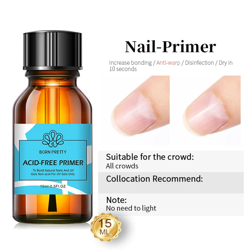 BORN PRETTY 15ml Primer & Base/Top Coat – Ohne UV-Lampe, schnelltrocknend