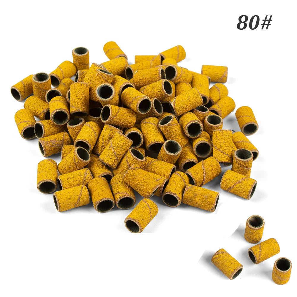 500 Stück Schleifhülsen Set – 80/120/180/240 Grit für Maniküre, Nagelfräser & Gelentfernung