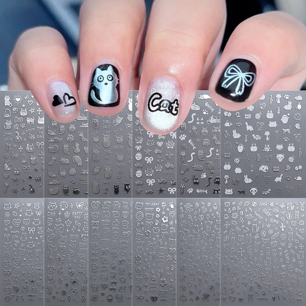 Nagelsticker „Stitch & Angel“ – 12 Bögen Cartoon-Kollektion für Kinder & Nail Art