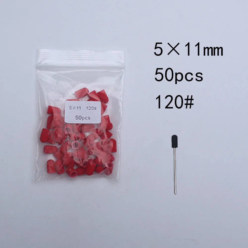 50er Set Schleifkappen für Nagelpflege mit Gummi-Träger – Pediküre & Hornhautentfernung