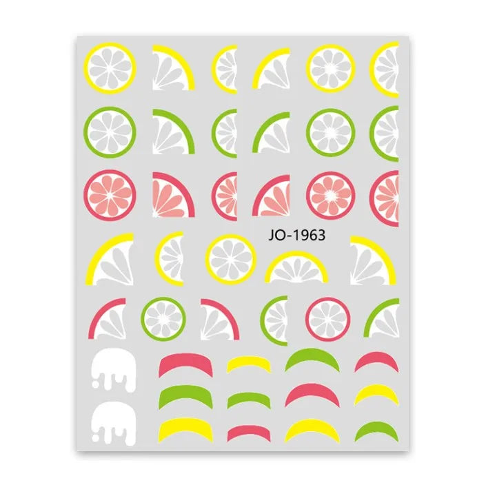 Fruit Nail Sticker – Zitrone, Erdbeere & Wassermelone | Sommerliche Nailart