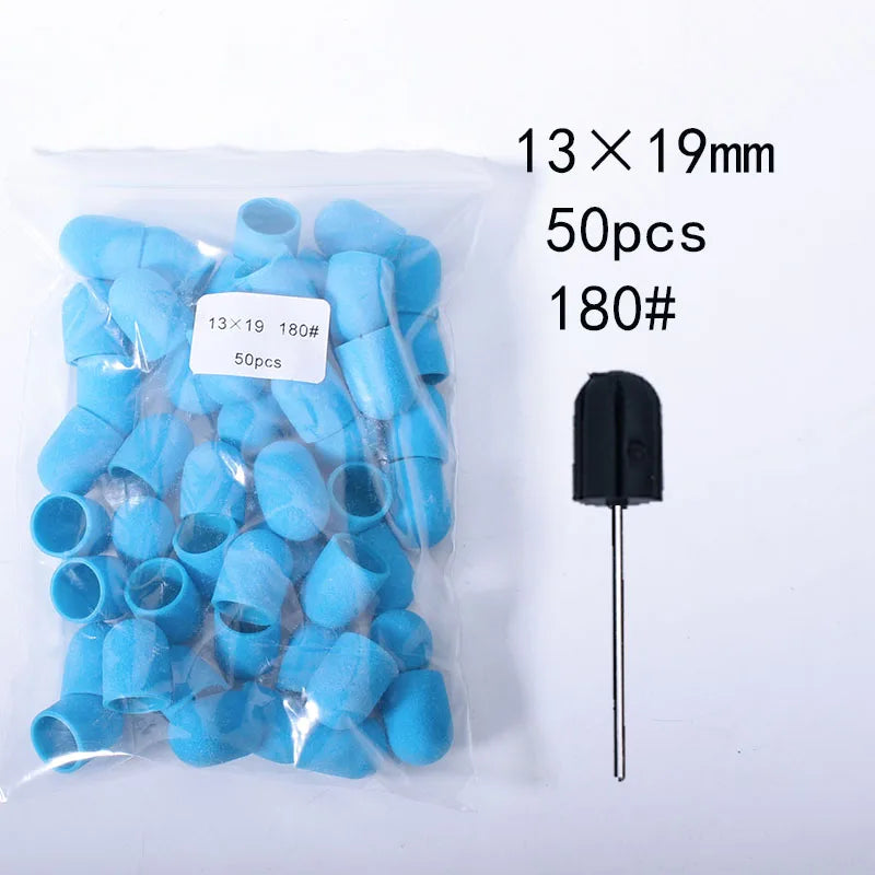 50er Set Schleifkappen für Nagelpflege mit Gummi-Träger – Pediküre & Hornhautentfernung