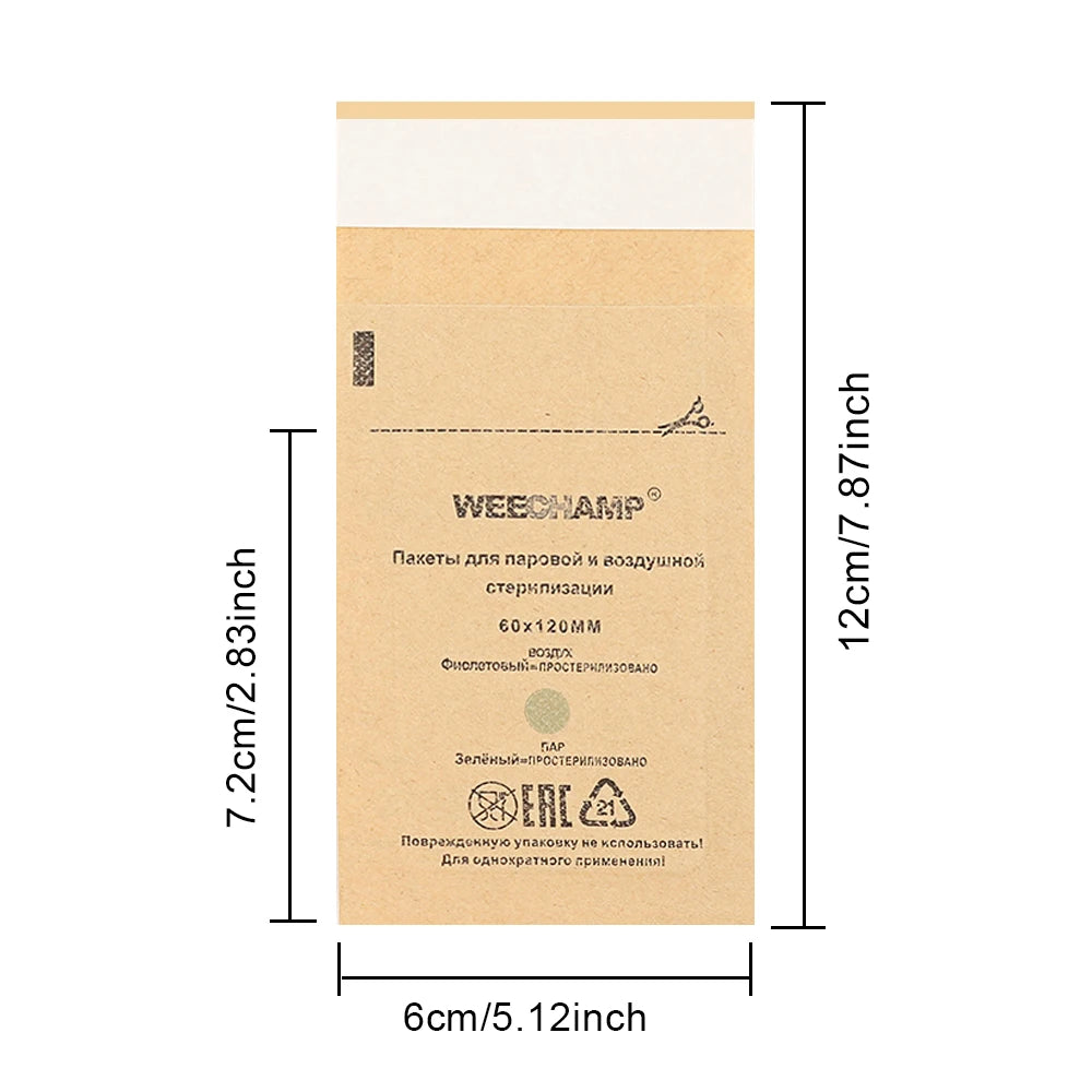 Sterilisationsbeutel für Nagel- & Tattoo-Instrumente – 100 Stück | Kraftpapier