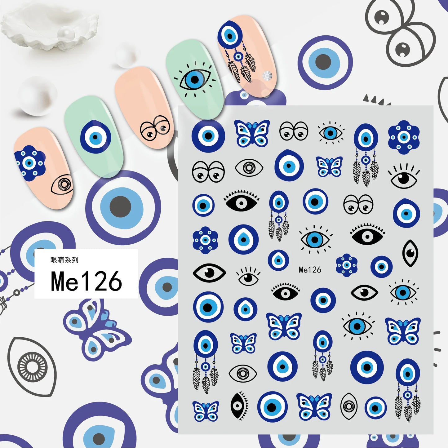Fatima's Eye & Hamsa Hand Nail Stickers – Spiritual Nail Art Aufkleber